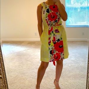 Rachel Roy flower dress yellow animal print size 2